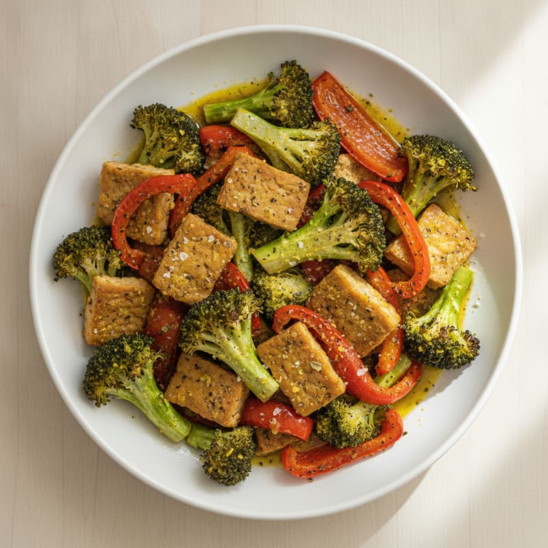 Lemon-Herb Tempeh & Roasted Vegetable Bowl