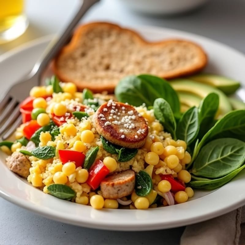 Egg White Veggie Scramble with Turkey Sausage