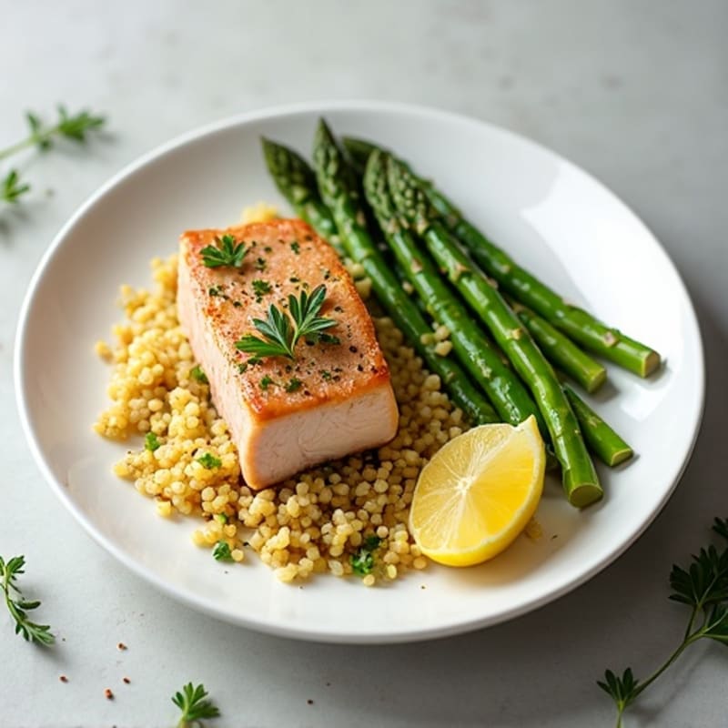 Lemon-Herb Pan-Seared Tuna with Roasted Asparagus
