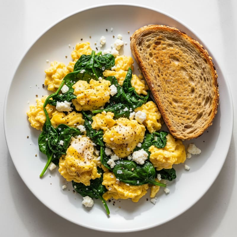 Scrambled Eggs with Spinach and Feta