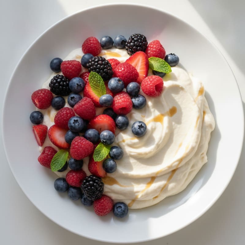 Silky Greek Yogurt Protein Mousse with Mixed Berries