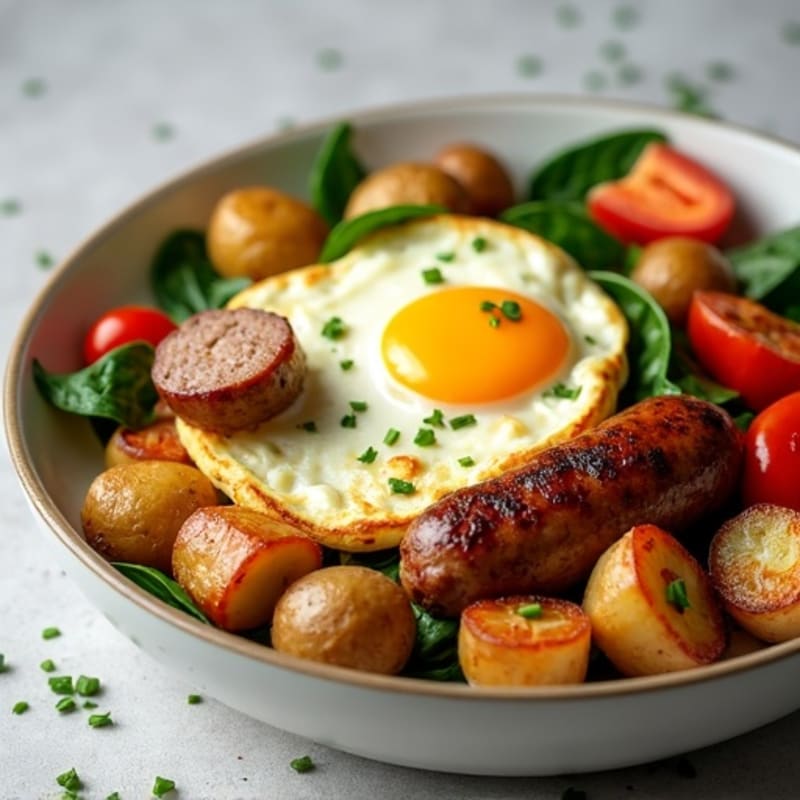 Hearty Egg and Lean Sausage Skillet with Crispy Roasted Potatoes