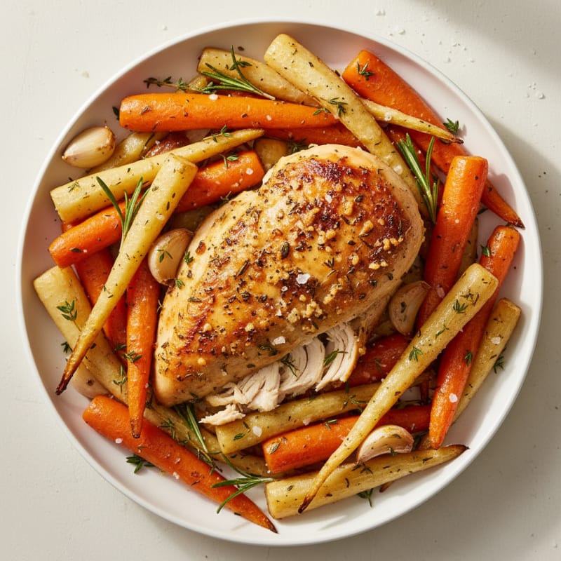 Garlic Herb Roasted Chicken with Root Vegetables
