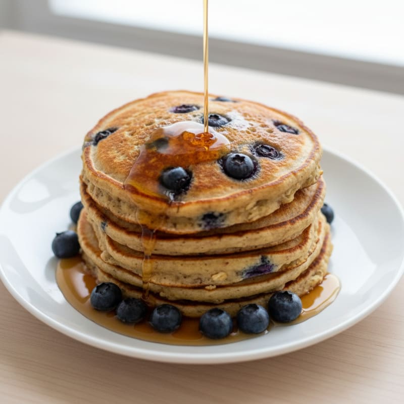 Blueberry Protein Oat Pancakes