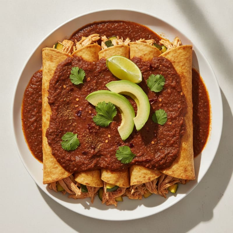 Chicken Enchiladas with Ancho Chili Sauce