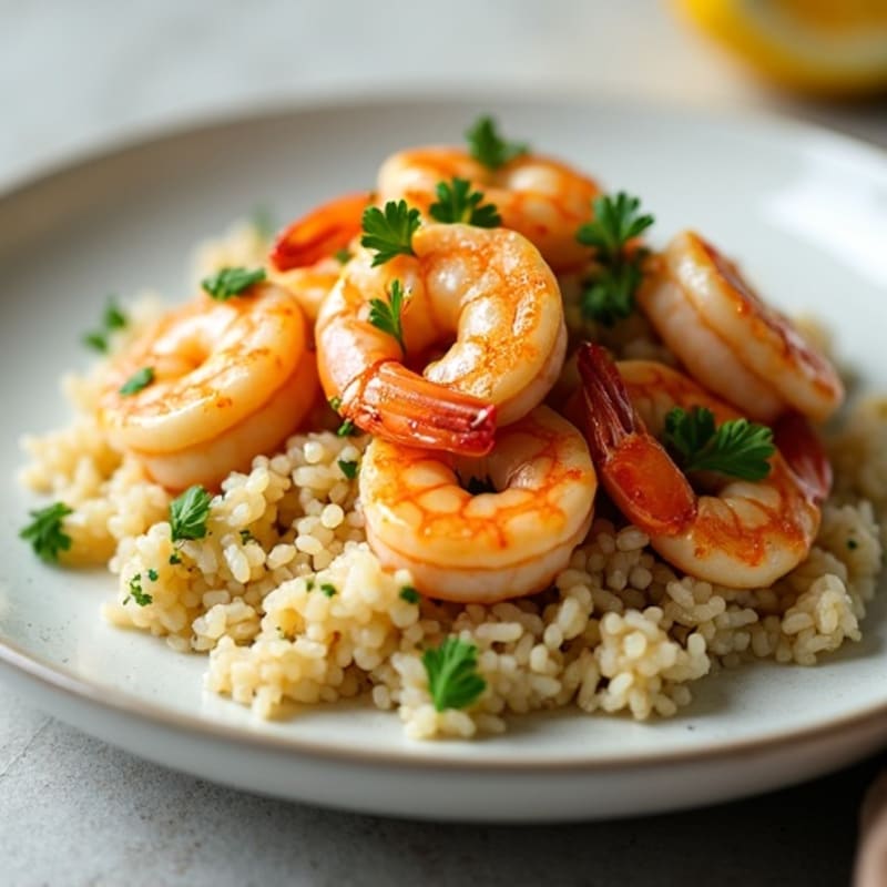 Pan-Seared Shrimp with Lemon-Herb Brown Rice