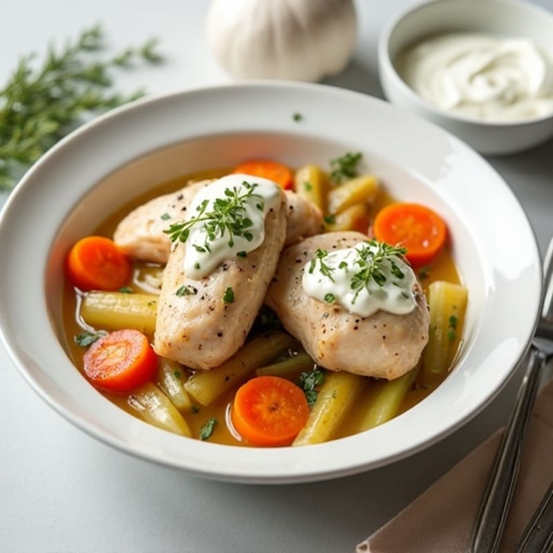 Creamy Slow Cooker Chicken with Herbs and Vegetables