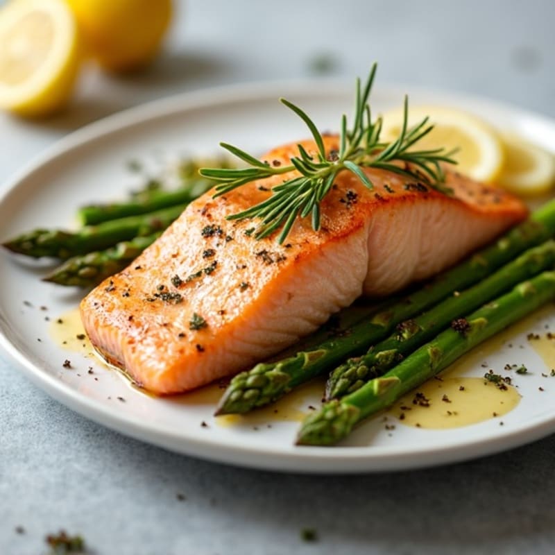 Lemon Herb Roasted Salmon with Asparagus