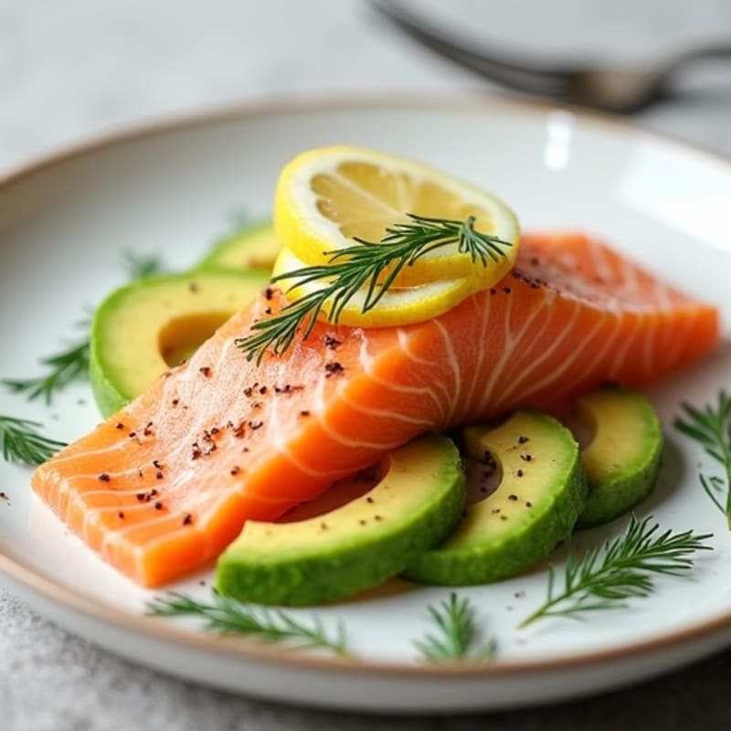 Silky Smoked Salmon with Sliced Avocado and Fresh Dill