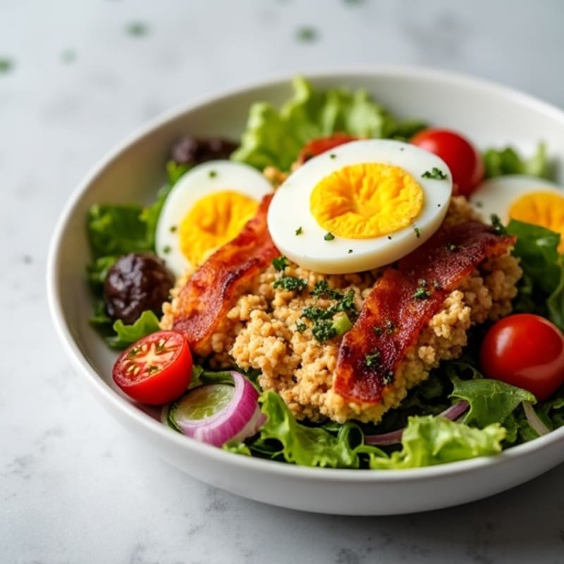 Ground Chicken and Crispy Bacon Salad with Hard-Boiled Eggs