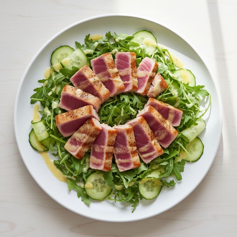 Seared Tuna Salad with Cucumber and Lemon Vinaigrette