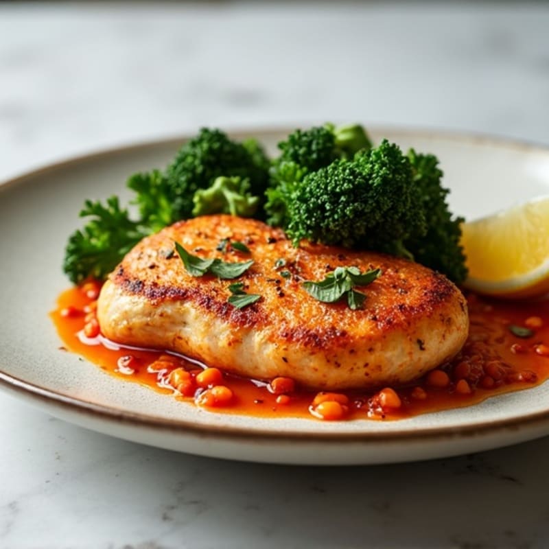 Pan-Seared Chicken with Spicy Kimchi and Sautéed Kale