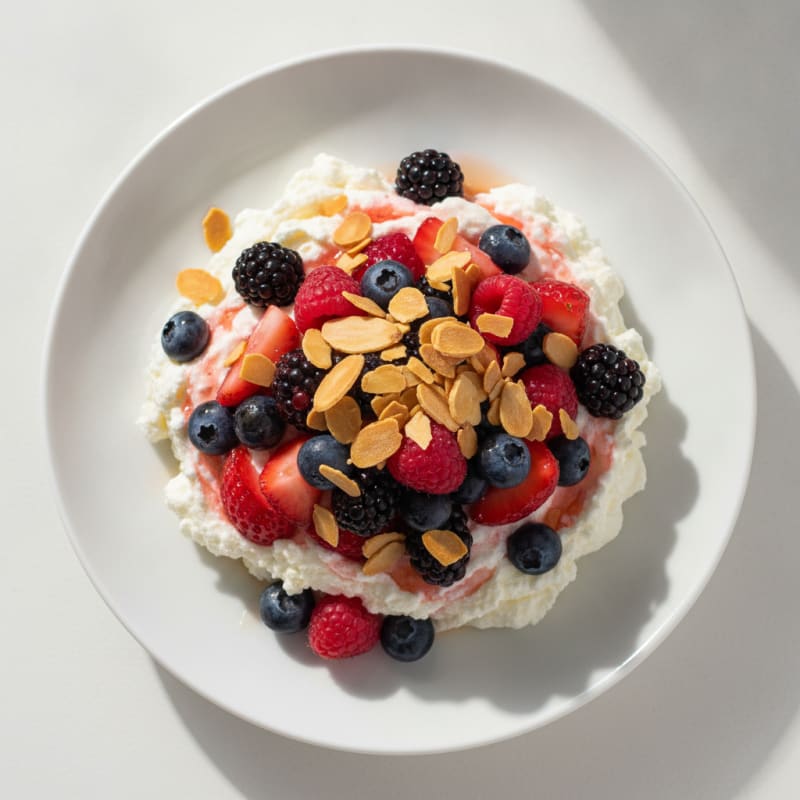Greek Yogurt Protein Mousse with Mixed Berries