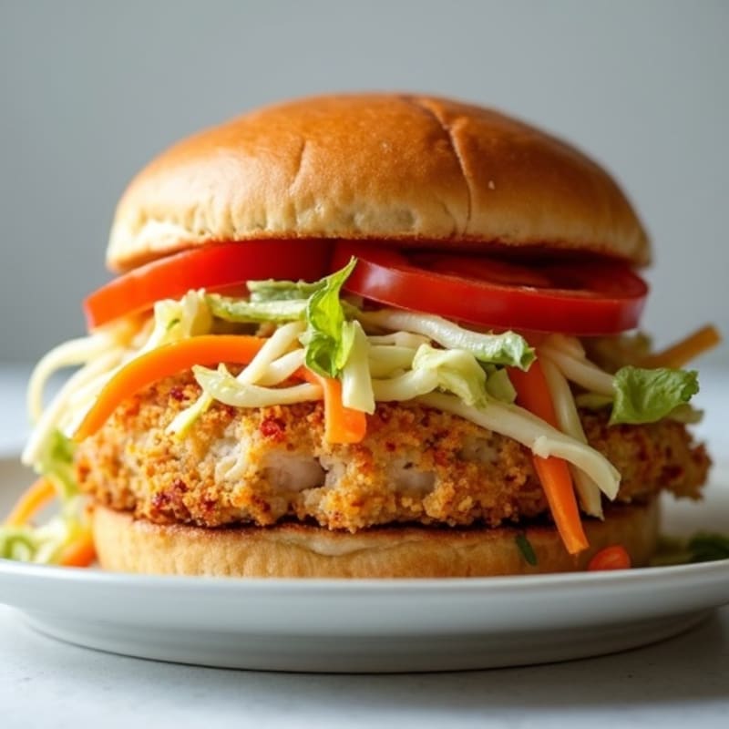 Crispy Baked Chicken Sandwich with Fresh Slaw
