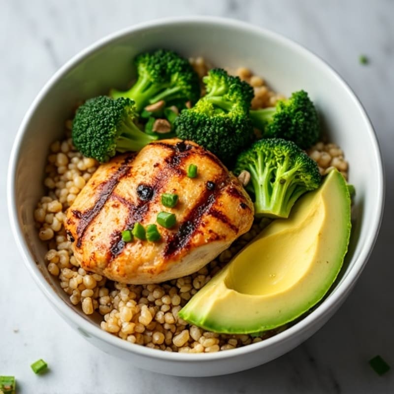 Grilled Chicken and Quinoa Power Bowl with Roasted Broccoli