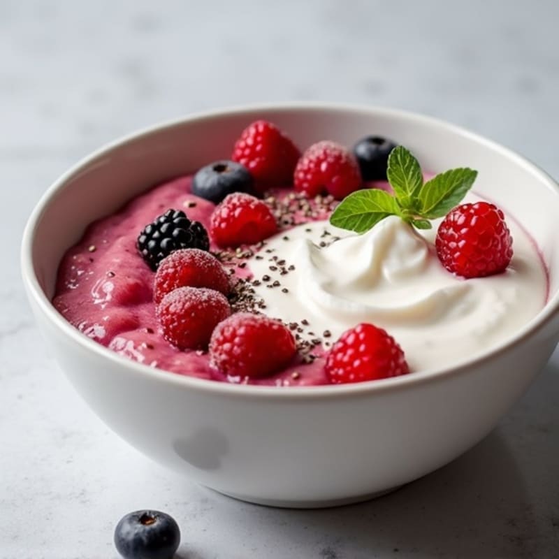 Silky Greek Yogurt Protein Pudding with Mixed Berries