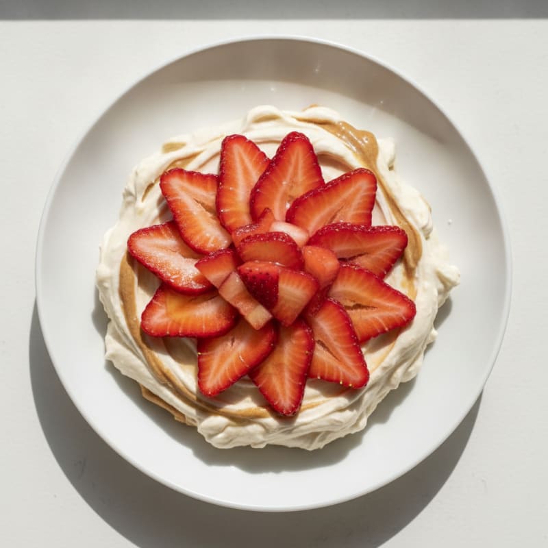 Silky Greek Yogurt Protein Mousse with Sliced Strawberries