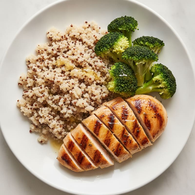 Grilled Chicken Breast with Quinoa and Steamed Broccoli