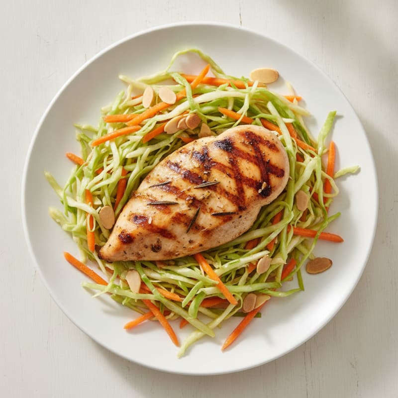 Grilled Chicken Breast with Crunchy Cabbage Slaw