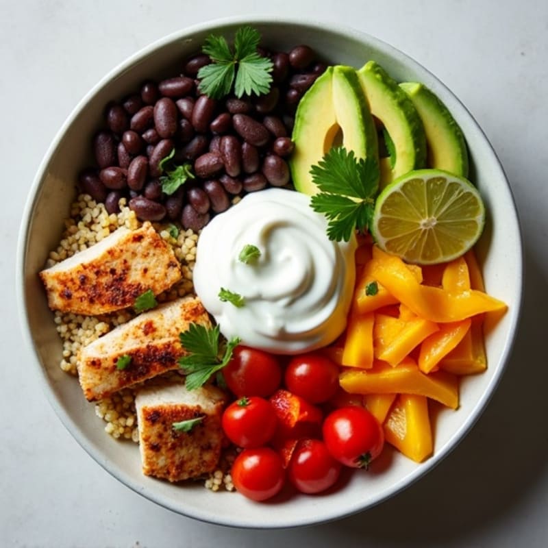 Fresh Black Bean Burrito Bowl with Creamy Avocado