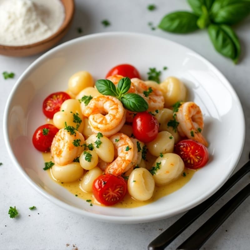 Healthy Ricotta Gnocchi with Pan-Seared Shrimp and Blistered Tomatoes