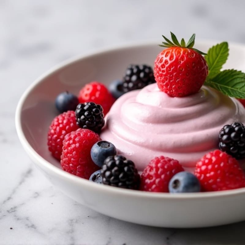 Greek Yogurt Protein Mousse with Mixed Berries