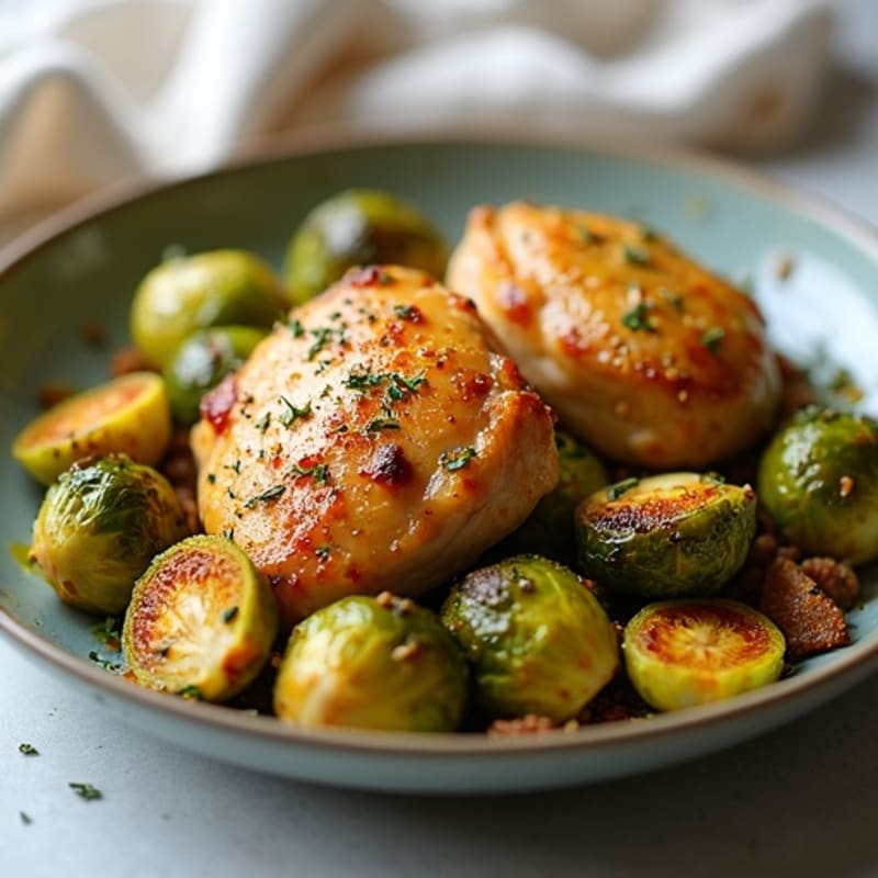 Lemon-Herb Roasted Chicken Thighs with Crispy Brussels Sprouts