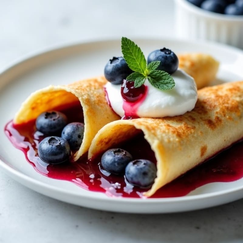 Almond Flour Crepes with Fresh Blueberry Compote
