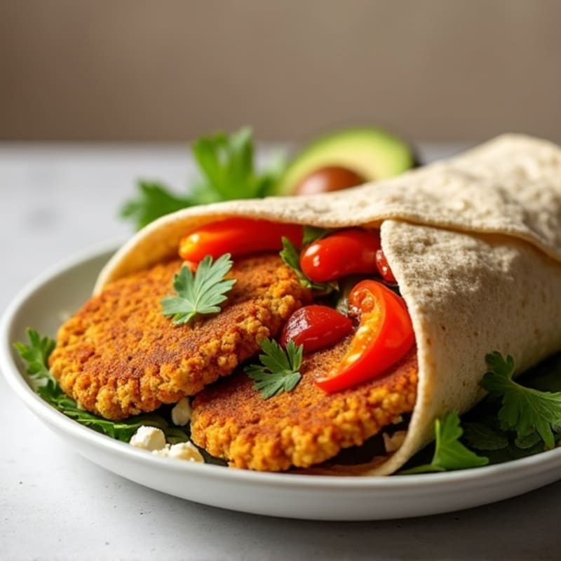 Crispy Falafel Wrap with Fresh Bell Peppers and Creamy Hummus