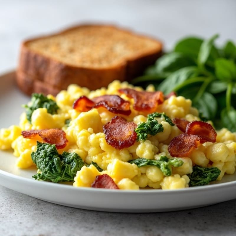 Egg White Scramble with Spinach and Turkey Bacon