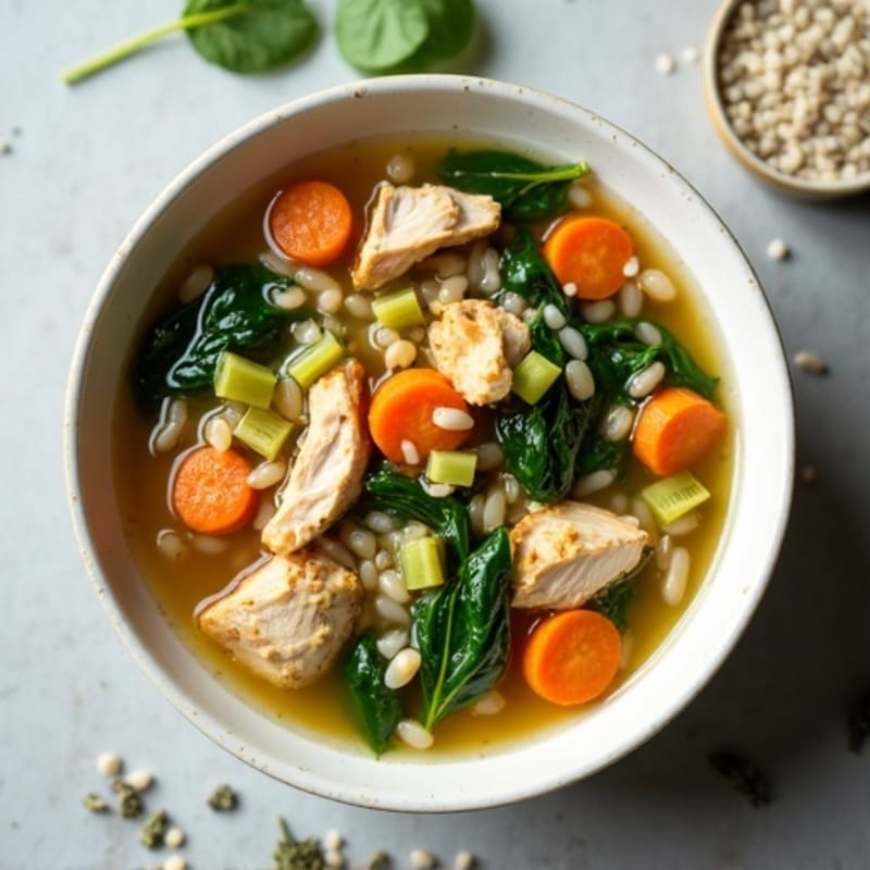 Hearty Chicken and Wild Rice Soup with Spinach