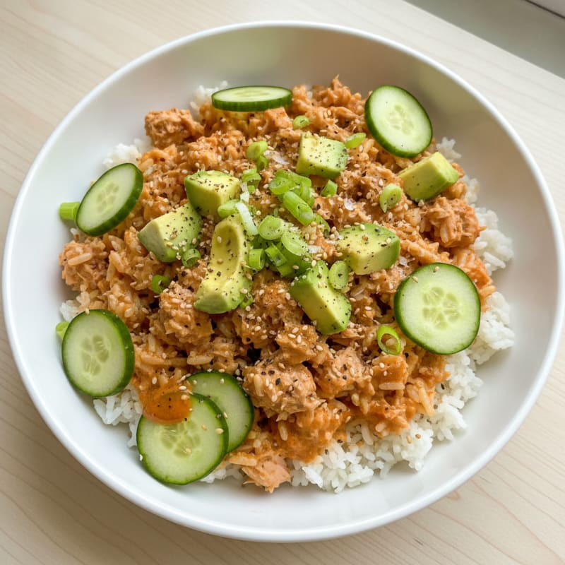 Tuna Rice Bowl with Creamy Sriracha