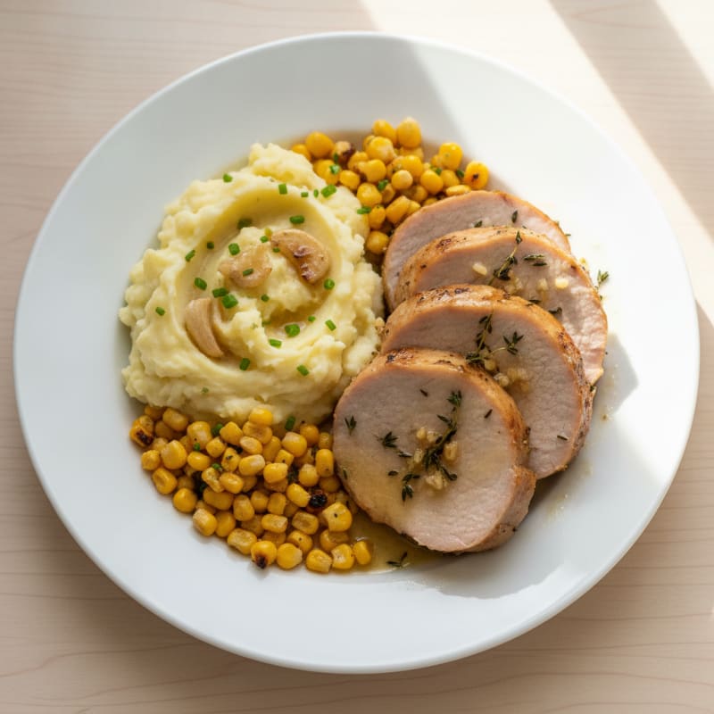 Roasted Pork Loin with Garlic Mashed Potatoes