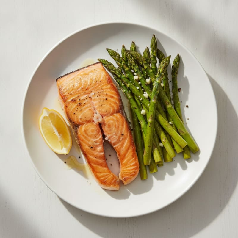 Pan-Seared Salmon with Roasted Asparagus