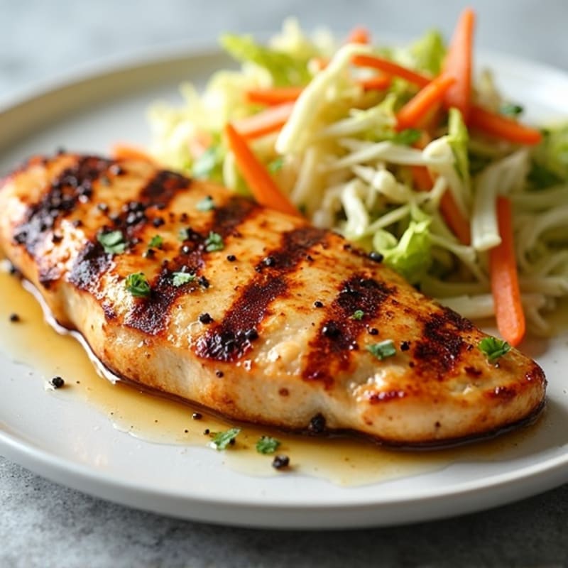 Grilled Chicken Breast with Crunchy Cabbage Slaw