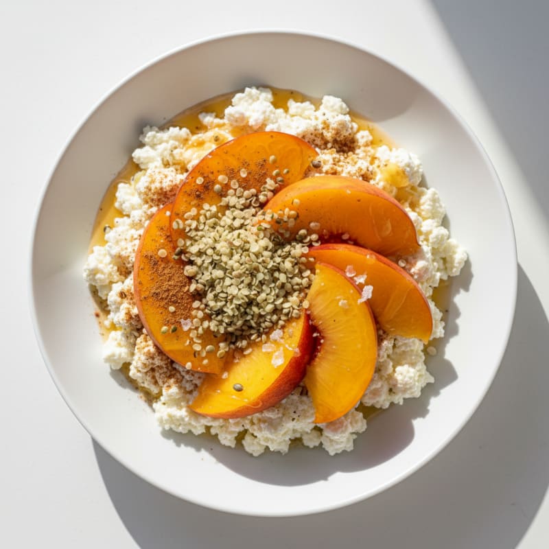 Sweet Cottage Cheese with Honey Peaches