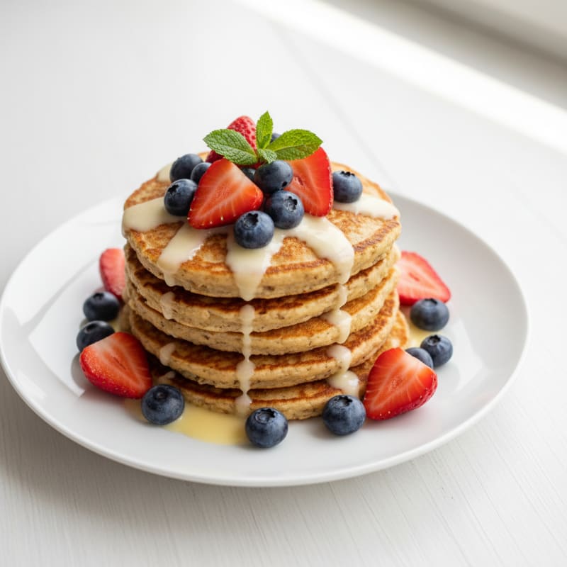Cottage Cheese Protein Pancakes with Fresh Berries