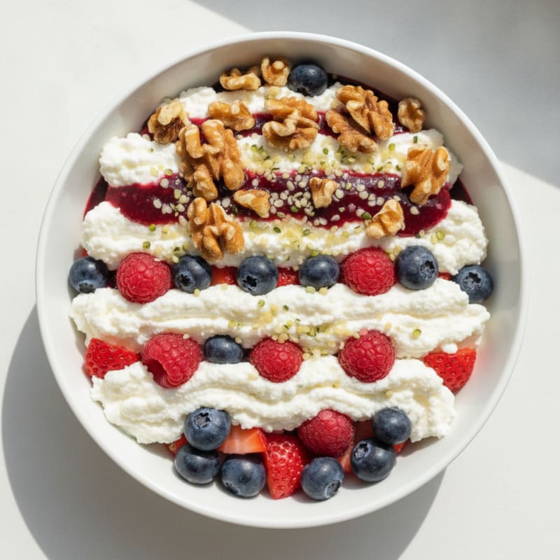 Silky Greek Yogurt Parfait with Egg White Protein and Mixed Berries