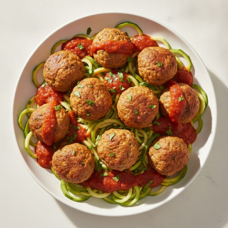 Baked Turkey Meatballs with Zucchini Noodles