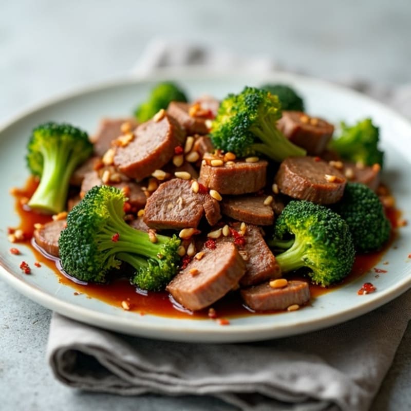 Garlic Ginger Beef with Crispy Broccoli Stir-Fry