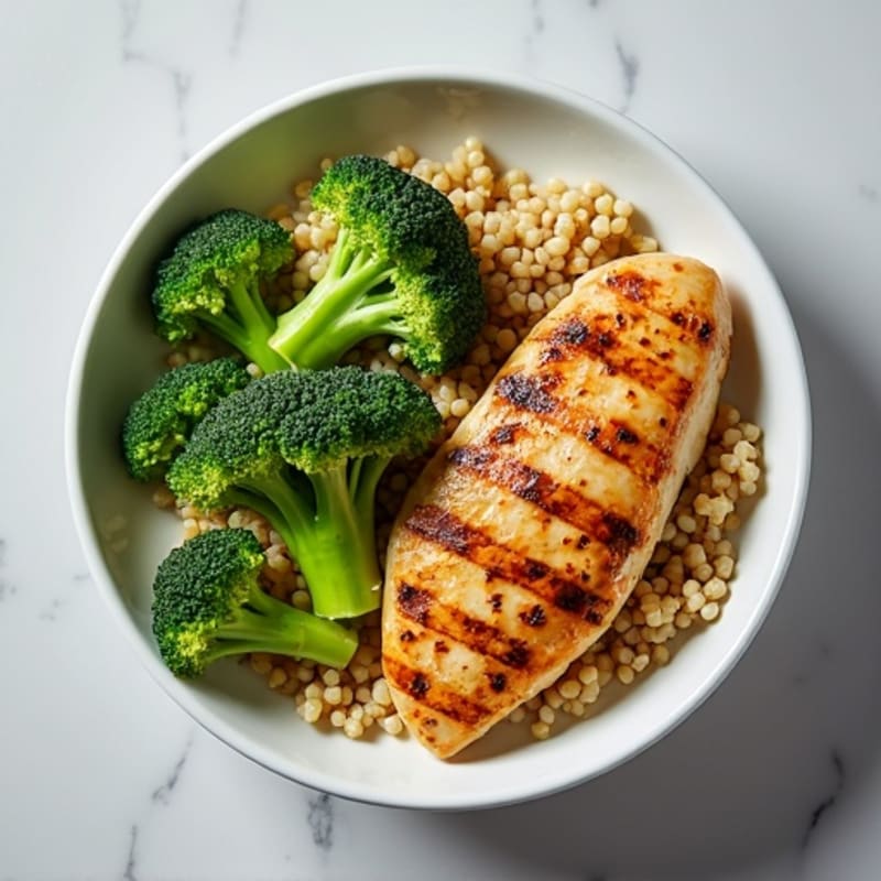 Grilled Chicken Breast with Roasted Broccoli and Quinoa