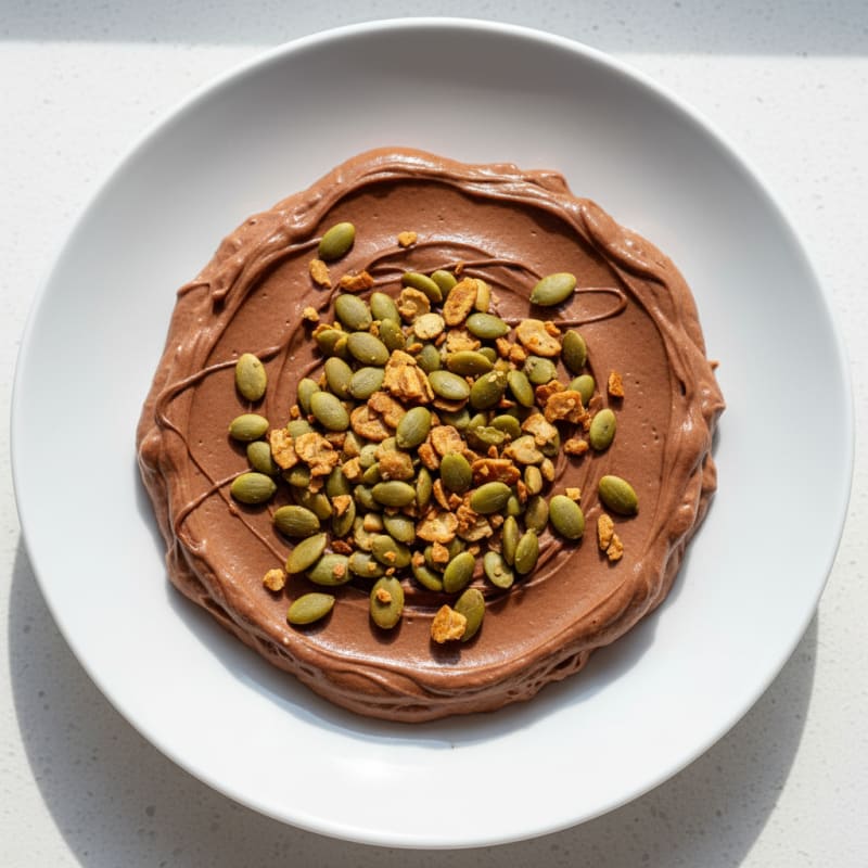 Silky Chocolate Protein Pudding with Toasted Pumpkin Seeds