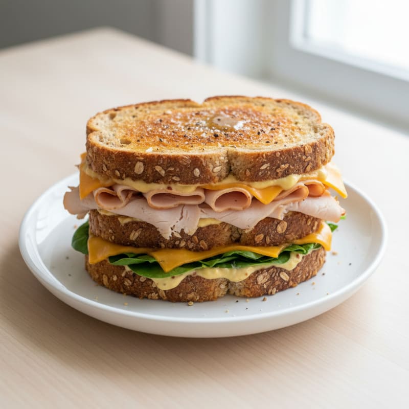 Golden Triple-Decker Grilled Cheese
