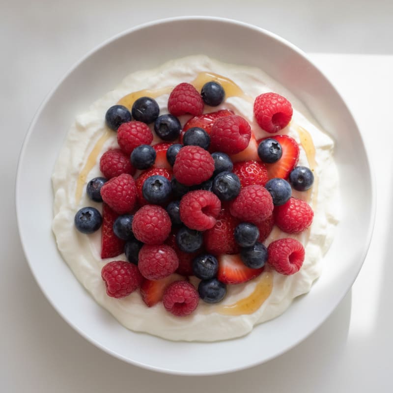 Silky Greek Yogurt Protein Pudding with Mixed Berries