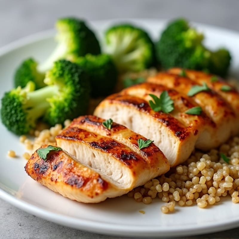 Grilled Chicken Breast with Quinoa and Steamed Broccoli
