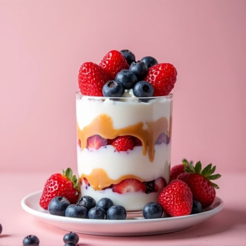 Greek Yogurt Protein Parfait with Berries and Almond Butter