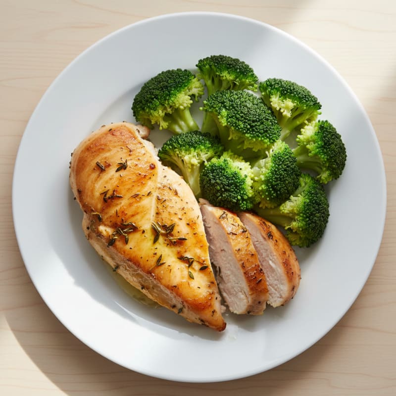 Oven-Baked Herb Chicken Breast with Steamed Broccoli