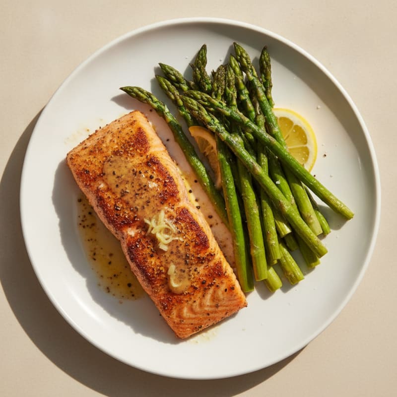 Indian-Spiced Pan-Seared Salmon with Roasted Asparagus