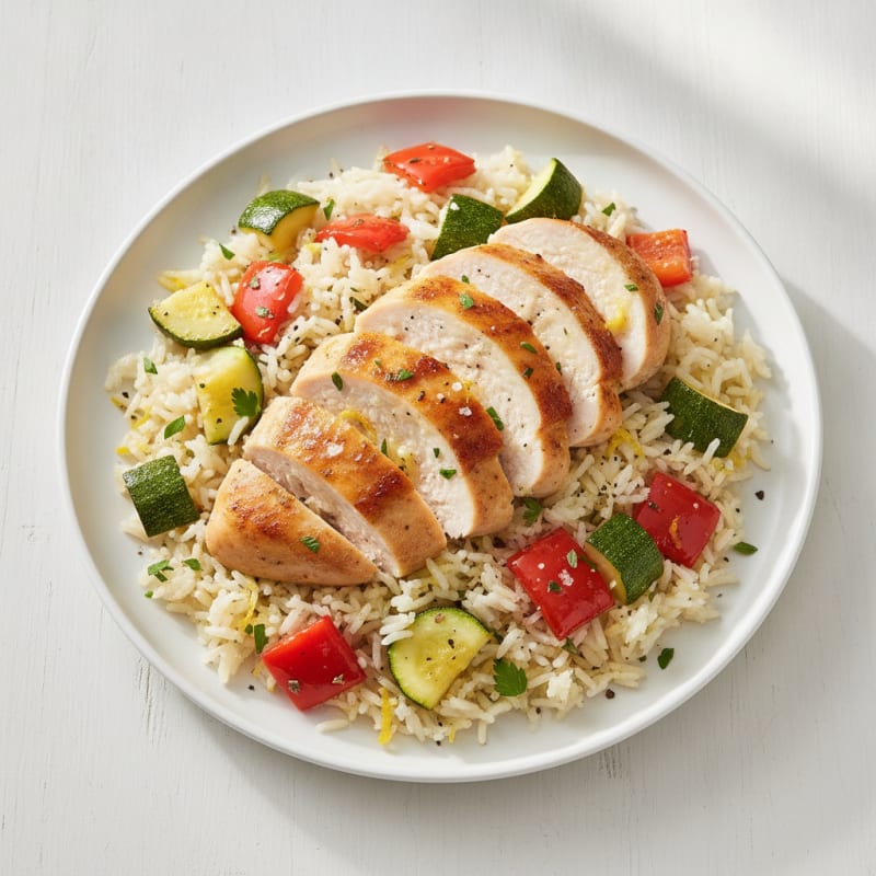 Lemon Herb Rice Pilaf with Roasted Vegetables