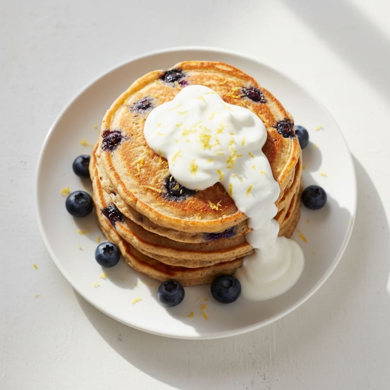 High-Protein Blueberry Ricotta Pancakes with Lemon Zest